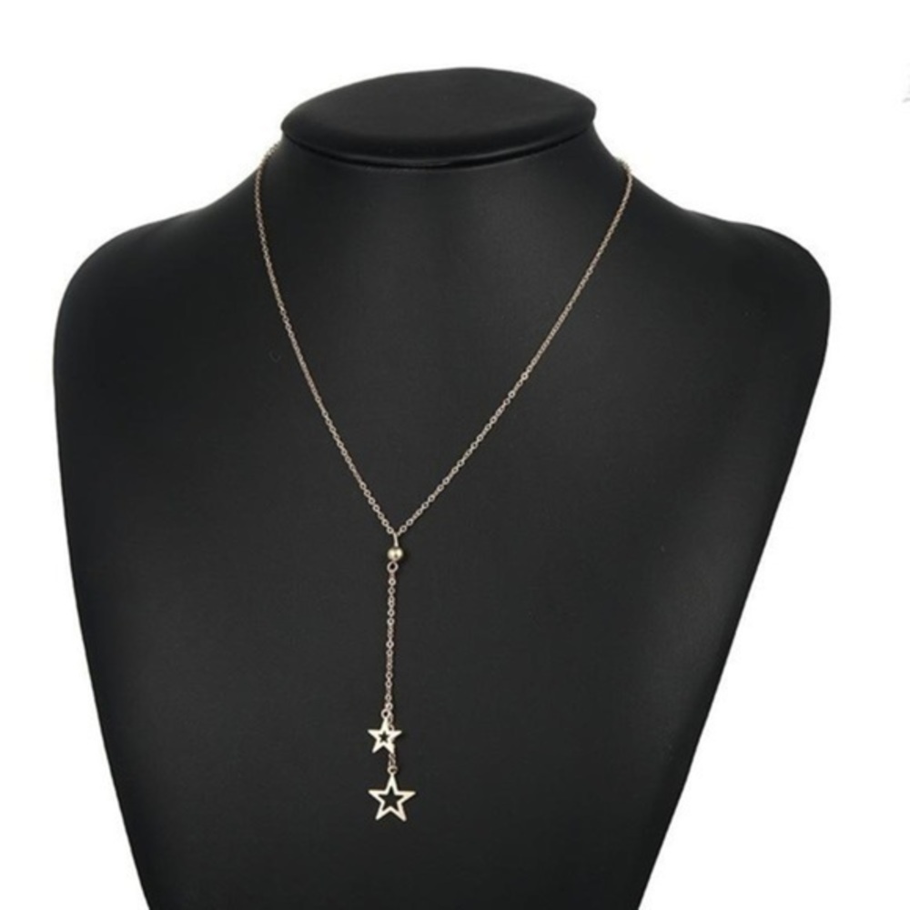 Two Star Necklace  Women's Gold‎ Tone